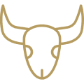 Simple bull head outline on black background.