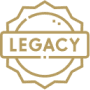 Legacy emblem with circular badge design.