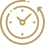 Clock icon with circular arrow design.